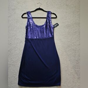 Forever 21 sequin top mini dress. blue. large. nwt
